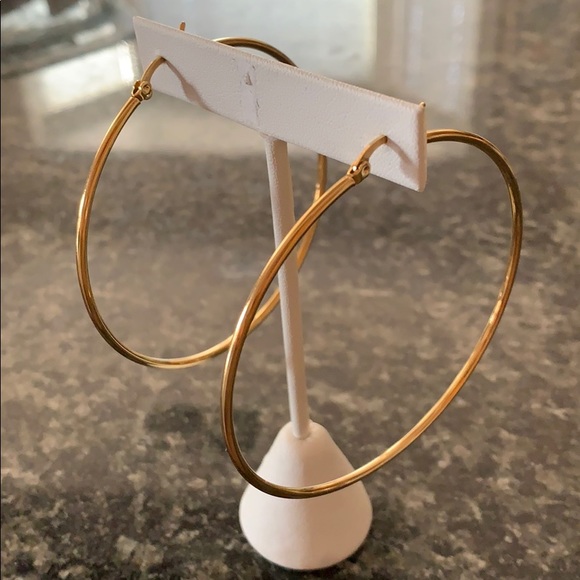 Stainless steel Large Hoop Earrings 3 Inches - Picture 2 of 5